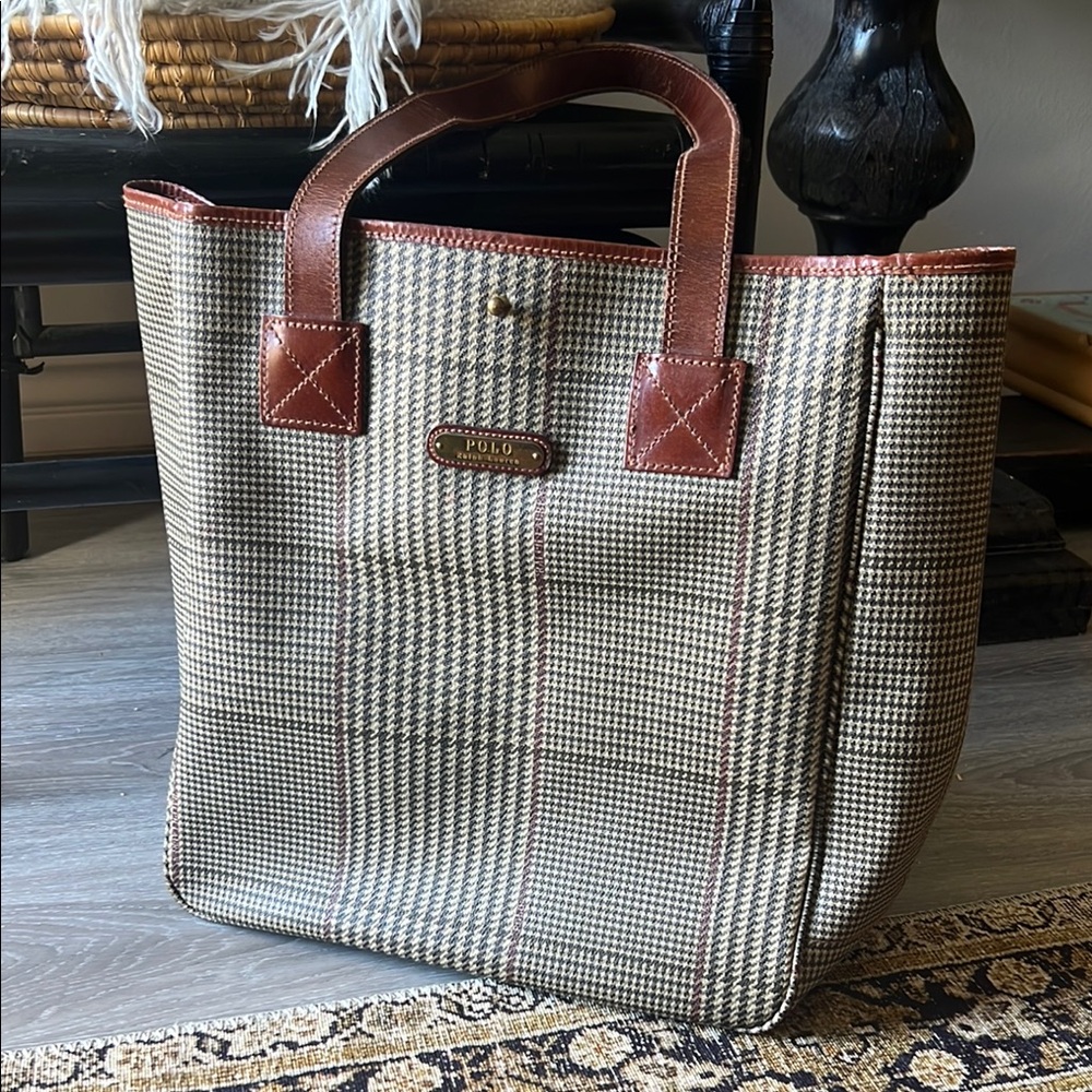 Vintage Polo by Ralph Lauren Brown and Tan Tote Bag